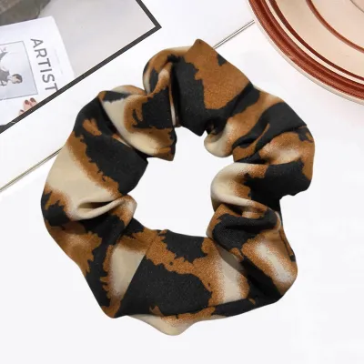 Women Fashion Retro Leopard Fabric Printed Hair Ring