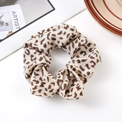 Women Fashion Retro Leopard Fabric Printed Hair Ring