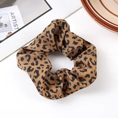 Women Fashion Retro Leopard Fabric Printed Hair Ring