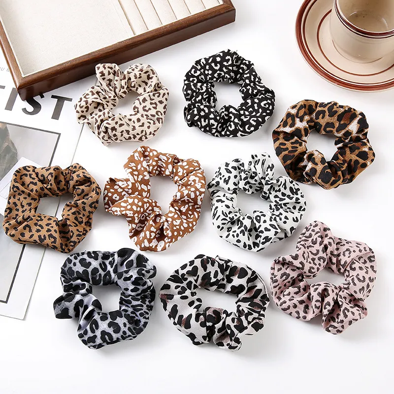 Women Fashion Retro Leopard Fabric Printed Hair Ring