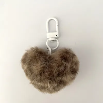 Women Fashion Leopard Plush Small Love Pendant Keychain