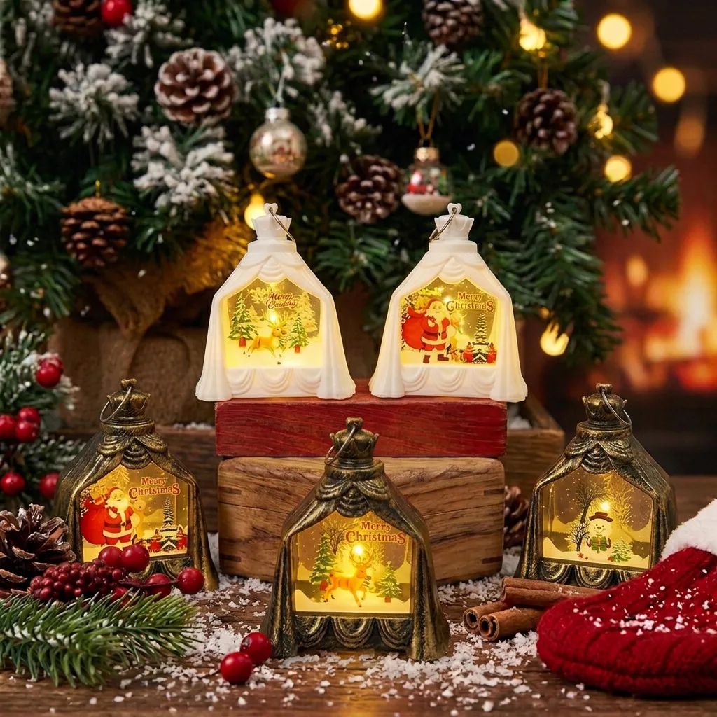 Christmas Electronic Candle Christmas Tree Santa Claus Led Portable Wind Lamp Decorations