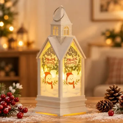 Christmas Luminous Wind Lamp Portable Castle Night Light Electronic Candle Desktop Decorations