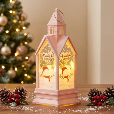 Christmas Luminous Wind Lamp Portable Castle Night Light Electronic Candle Desktop Decorations