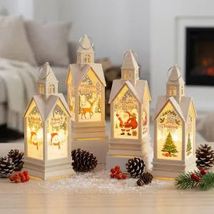 Christmas Luminous Wind Lamp Portable Castle Night Light Electronic Candle Desktop Decorations