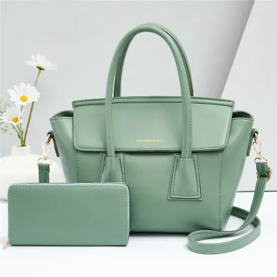 Women Fashion Casual Solid Color Large-Capacity Handbag Two-Piece Bag Set