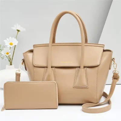 Women Fashion Casual Solid Color Large-Capacity Handbag Two-Piece Bag Set