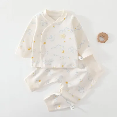 Kids Baby Boys And Girls Fashion Autumn Printed Cotton Long-Sleeve Top Pants Two-Piece Set