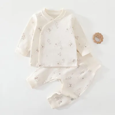 Kids Baby Boys And Girls Fashion Autumn Printed Cotton Long-Sleeve Top Pants Two-Piece Set