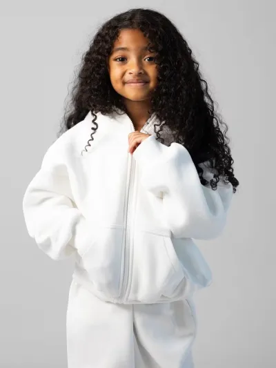 Kids Boys And Girls Fashion Casual Autumn And Winter Solid Color Zipper Long-Sleeve Hoodies Pants 2-Piece Set