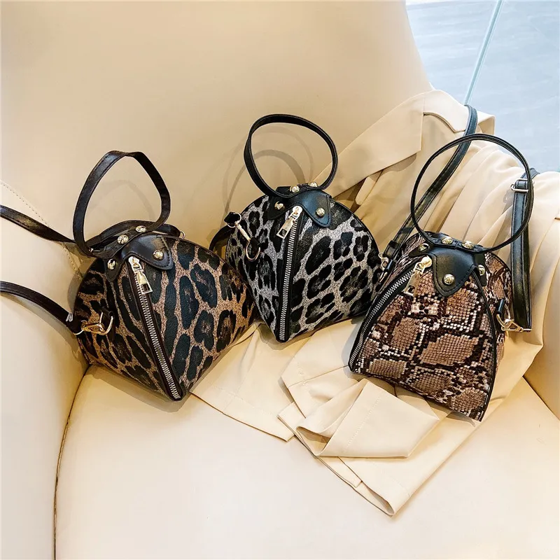 Women Fashion Leopard Triangle Portable Handbag