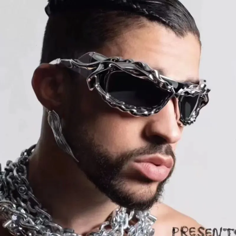 Men Fashion Y2k Hip Hop Shaped Sunglasses