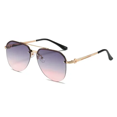 Men'S Fashion Half Frame Double Beam Large-Lens Sunglasses
