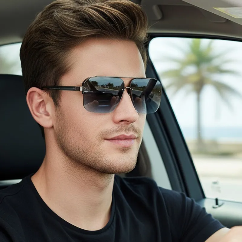 Men Fashion Square Metal Sunglasses