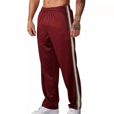 Men'S Fashion Casual Spring And Summer Side Stripe Straight-Leg Pants
