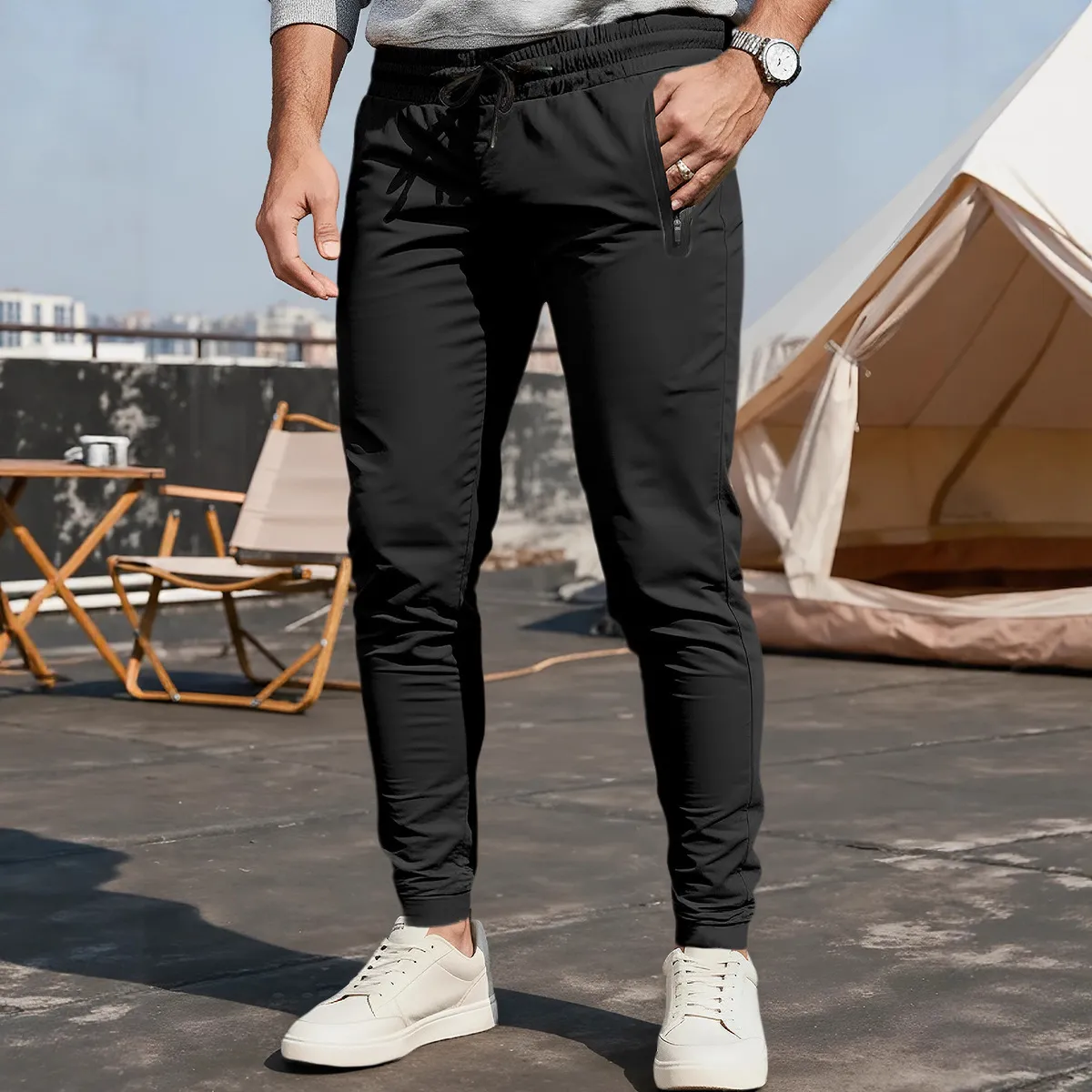 Men'S Fashion Casual Spring And Summer Solid Color Fitness Tight Pants