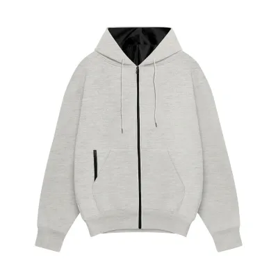 Men'S Fashion Casual Autumn And Winter Solid Color Fleece Warm Multi-Pocket Hoodies