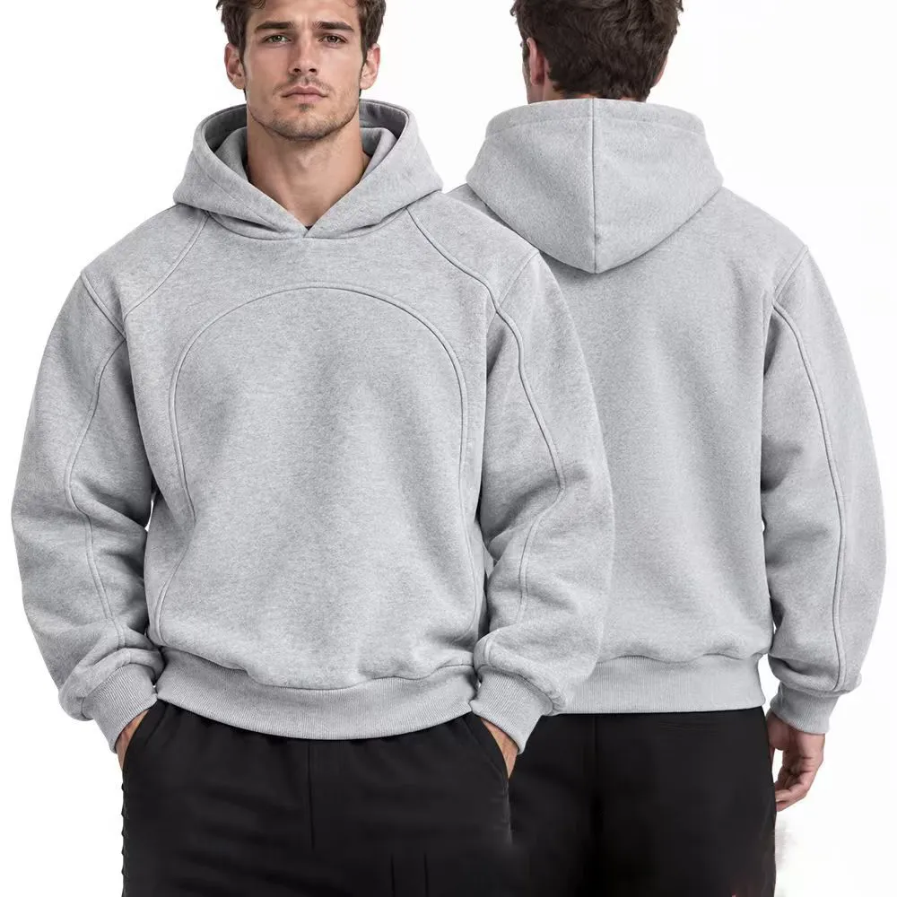 Men'S Fashion Casual Autumn Solid Color Double Long-Sleeve Loose Hoodies