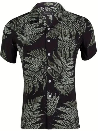 Men'S Fashion Casual Summer Vacation Printed Lapel Short-Sleeve Shirt