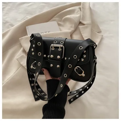 Women Fashion Leopard Rivet Personalized Design Shoulder Bag