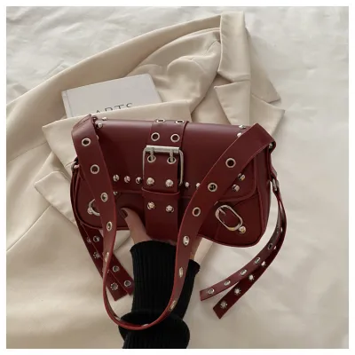 Women Fashion Leopard Rivet Personalized Design Shoulder Bag