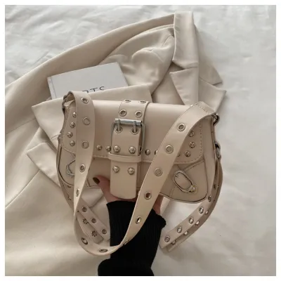 Women Fashion Leopard Rivet Personalized Design Shoulder Bag