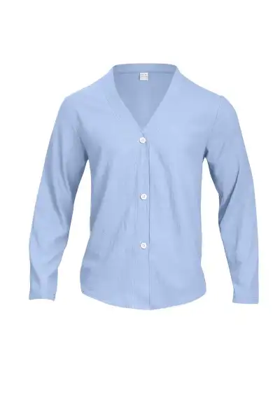 Men'S Fashion Casual Autumn Solid Color V-Neck Button Long Sleeve Shirt