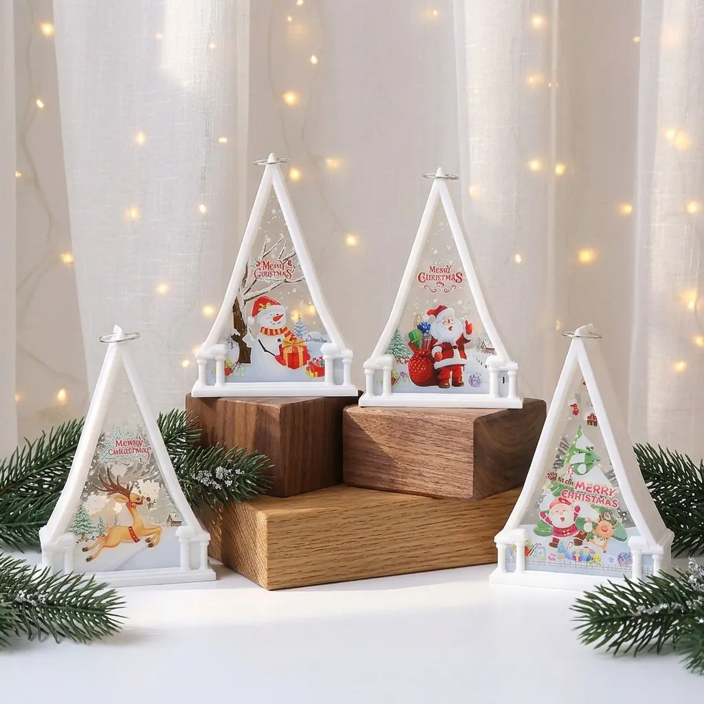 Christmas Candle Lamp Triangle Wind Lamp Night Light Pendant Decorations