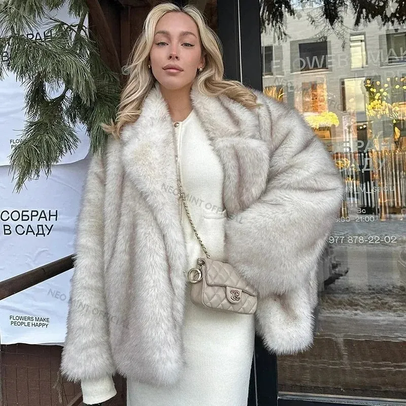 Autumn And Winter Women Fashion Faux Fur Eco-Friendly Warm Coat
