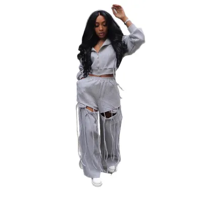 Women Athleisure Casual Solid Color Hooded Top And Rapped Pants Two-Piece Set