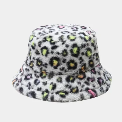 Women'S Fashion Casual Autumn And Winter Leopard Velvet Thickened Windproof Fisherman Bucket Hat