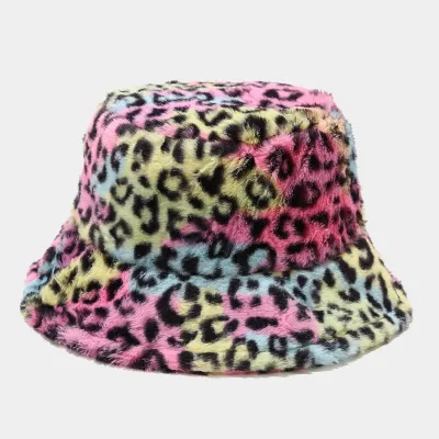 Women'S Fashion Casual Autumn And Winter Leopard Velvet Thickened Windproof Fisherman Bucket Hat