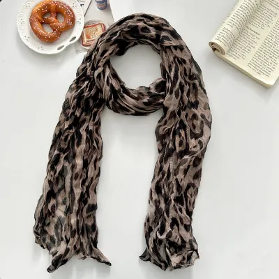 Women Fashion Leopard Twist Rope Silk Scarf