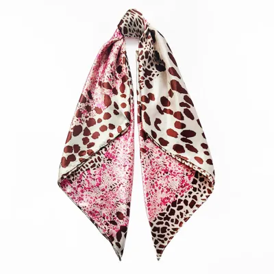 Women Fashion Leopard 90cm Silk Square Scarf