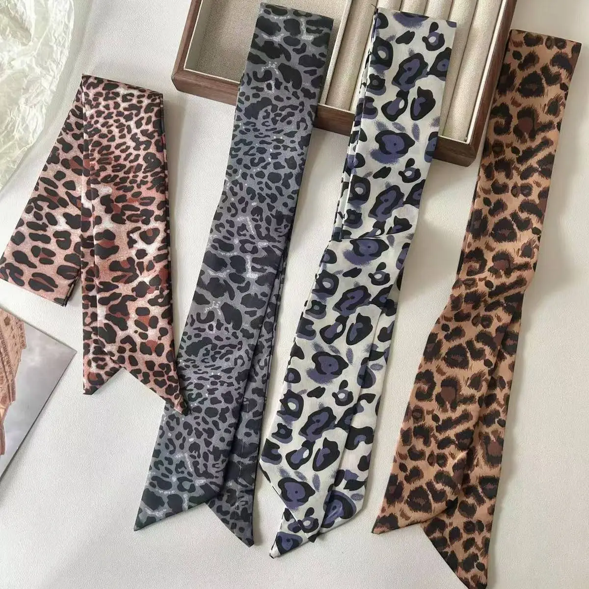 Women Fashion Casual Leopard Long Ribbon Scarf