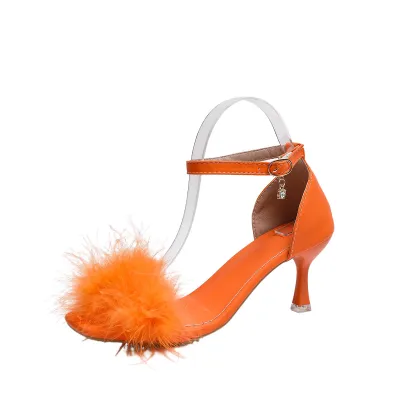 Women Fashion Sexy Solid Color Plush Square-Toe High-Heeled Shoes