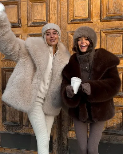 Autumn And Winter Women Fashion Eco-Friendly Faux Fur Lapel Warm Jacket