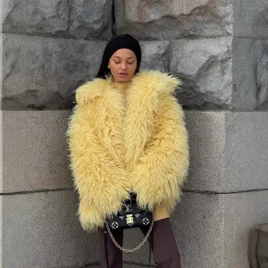 Autumn And Winter Women Fashion Eco-Friendly Faux Fur Warm Jacket