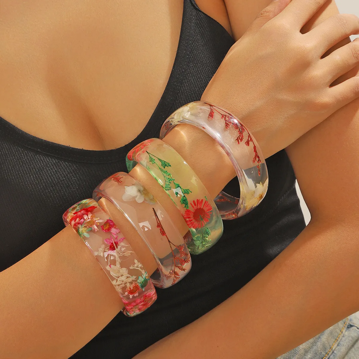 Women Fashion Epoxy Resin Printed Bracelet