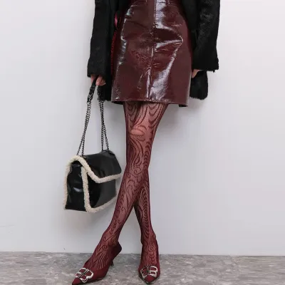 Women Fashion Sexy Solid Color Lace Hollow Stockings