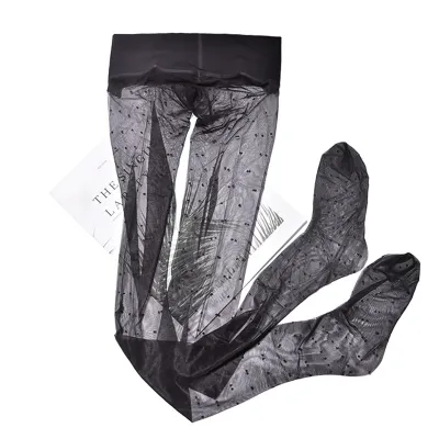 Women Fashion Retro Polka Dot Print Ultra-Thin Silk Stockings