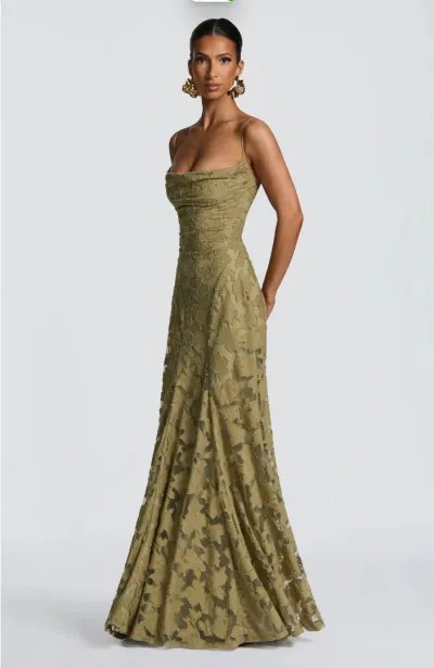 Women Fashion Elegant Solid Color Lace Spaghetti Strap Backless Dress