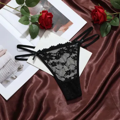 Women Fashion Sexy Solid Color Lace Thong
