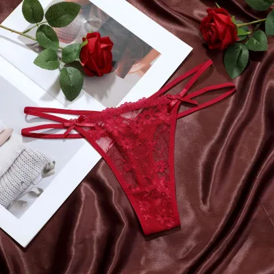 Women Fashion Sexy Solid Color Lace Thong