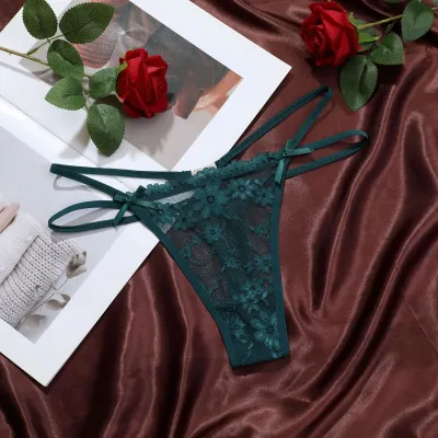 Women Fashion Sexy Solid Color Lace Thong