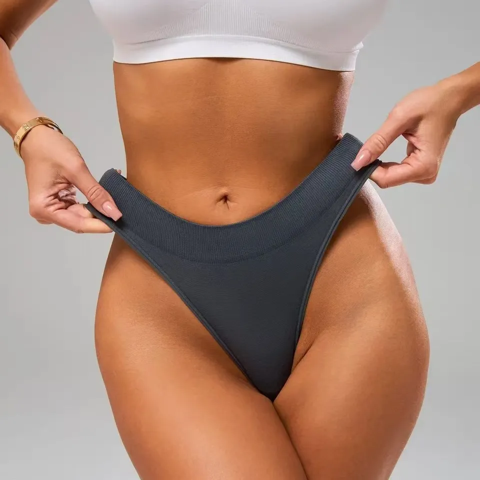 Women Fashion Solid Color Low Waist T-Shaped Underpants