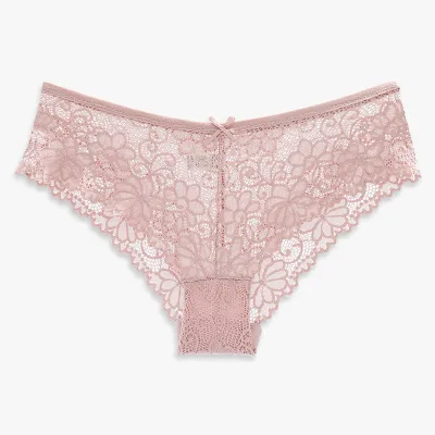 Women'S Fashion Sexy Solid Color Lace Thin Mid-Waist Underpants