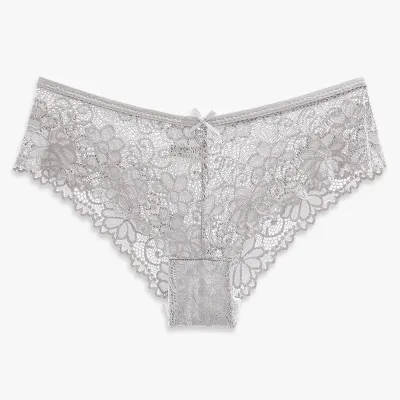 Women'S Fashion Sexy Solid Color Lace Thin Mid-Waist Underpants