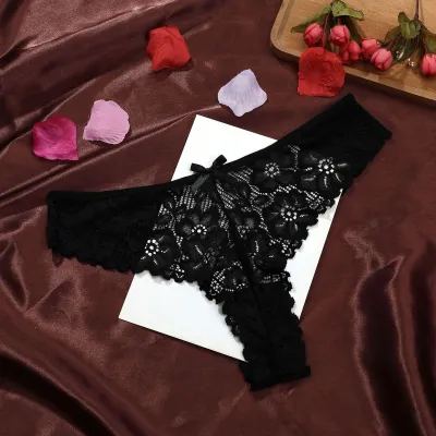 Women Fashion Sexy Solid Color Lace Traceless Ultra-Thin Thong
