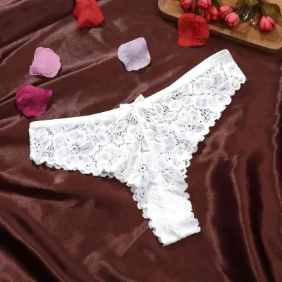 Women Fashion Sexy Solid Color Lace Traceless Ultra-Thin Thong